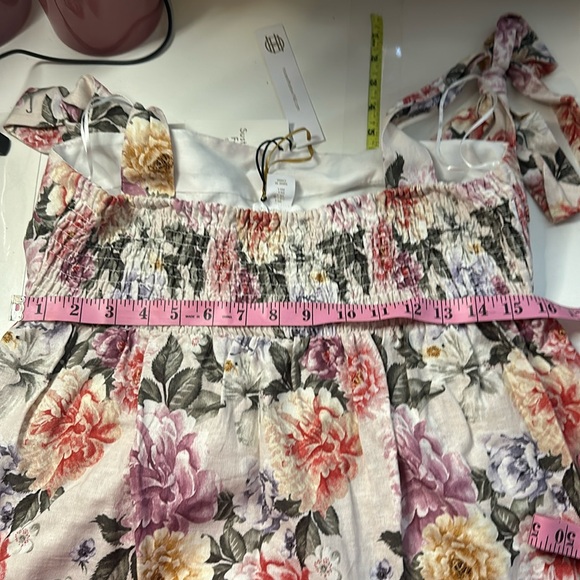 House of Harlow 1960 NWT Linen Blend Floral Adjustable Tie Maxi Dress Size Large - Picture 15 of 16